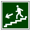 Знак-Пластик фотолюм (Е 14) Направление к эвакуац.выходу по лестнице вниз, левосторонний 