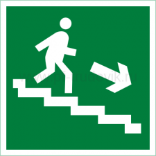 Знак-Пластик фотолюм (Е 13) Направление к эвакуационному выходу по лестнице вниз правосторонний